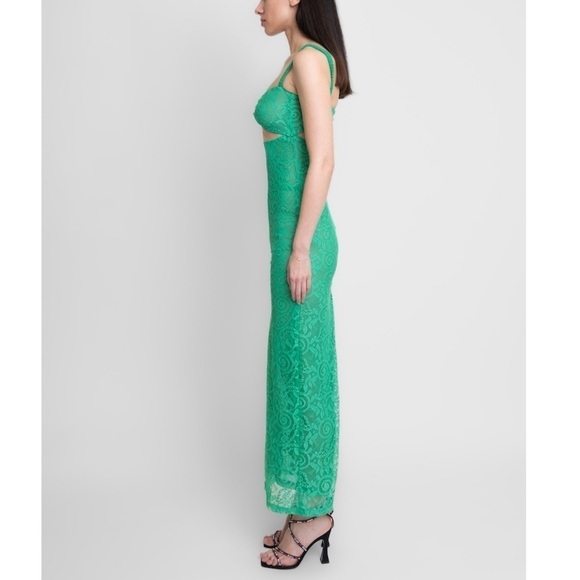 Silvia Astore Isa Lace Cut Out Long Dress Emerald Green IT: 38 XS - Picture 4 of 15